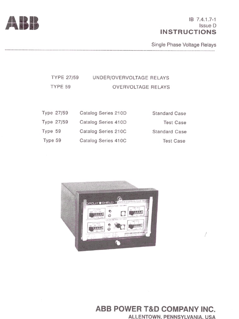 Abb 27 59 Under Overvoltage Relay | PDF
