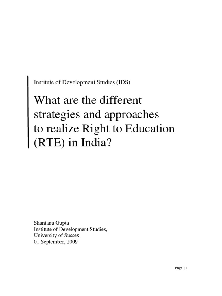 Strategies for Right to Education in India | PDF | Human Rights ...