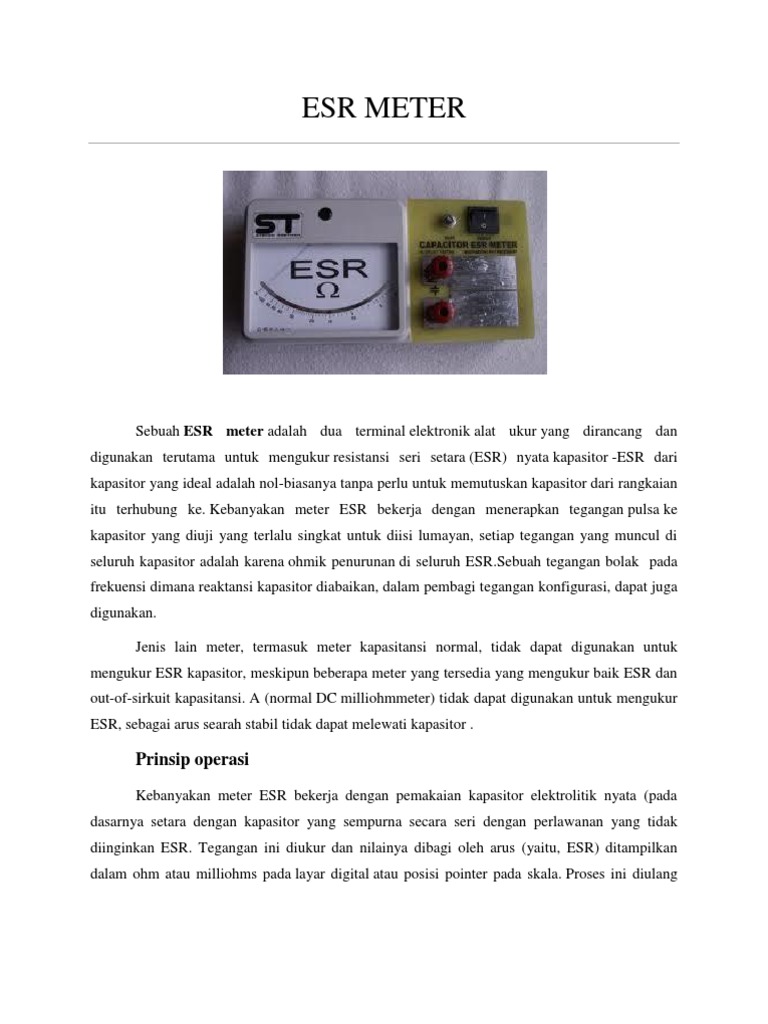 Pengertian dan Fungsi ESR Meter | PDF