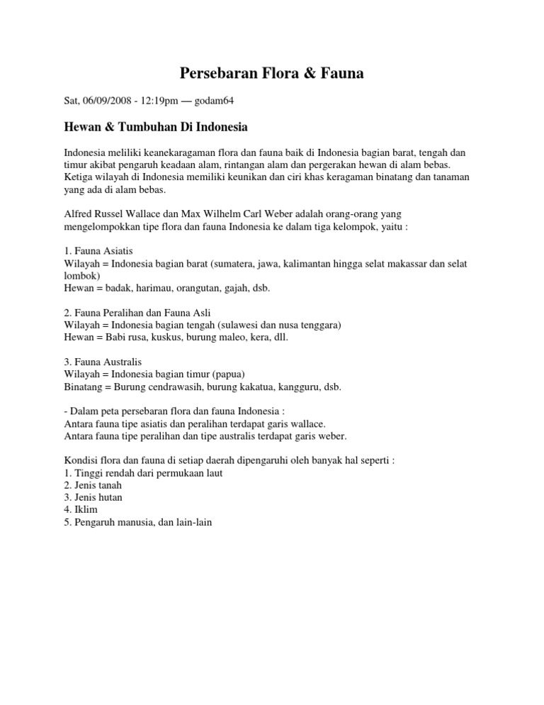 Persebaran Flora Dan Fauna