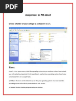 Assignment On MS-Word: Create A Folder of Your College Id and Save It To C