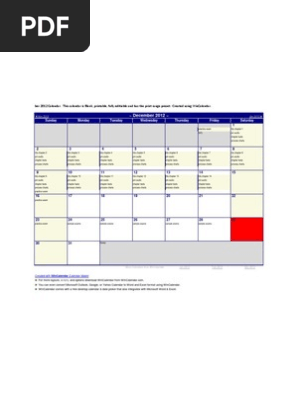December 2012 Calendar
