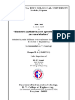 Visvesvaraya Technological University: Biometric Authentication System On Mobile Personal Devices