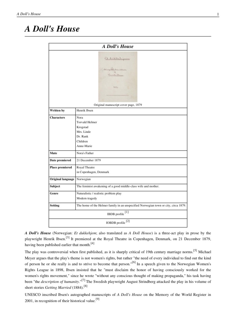 Doll's House PDF A Doll's House Theatre