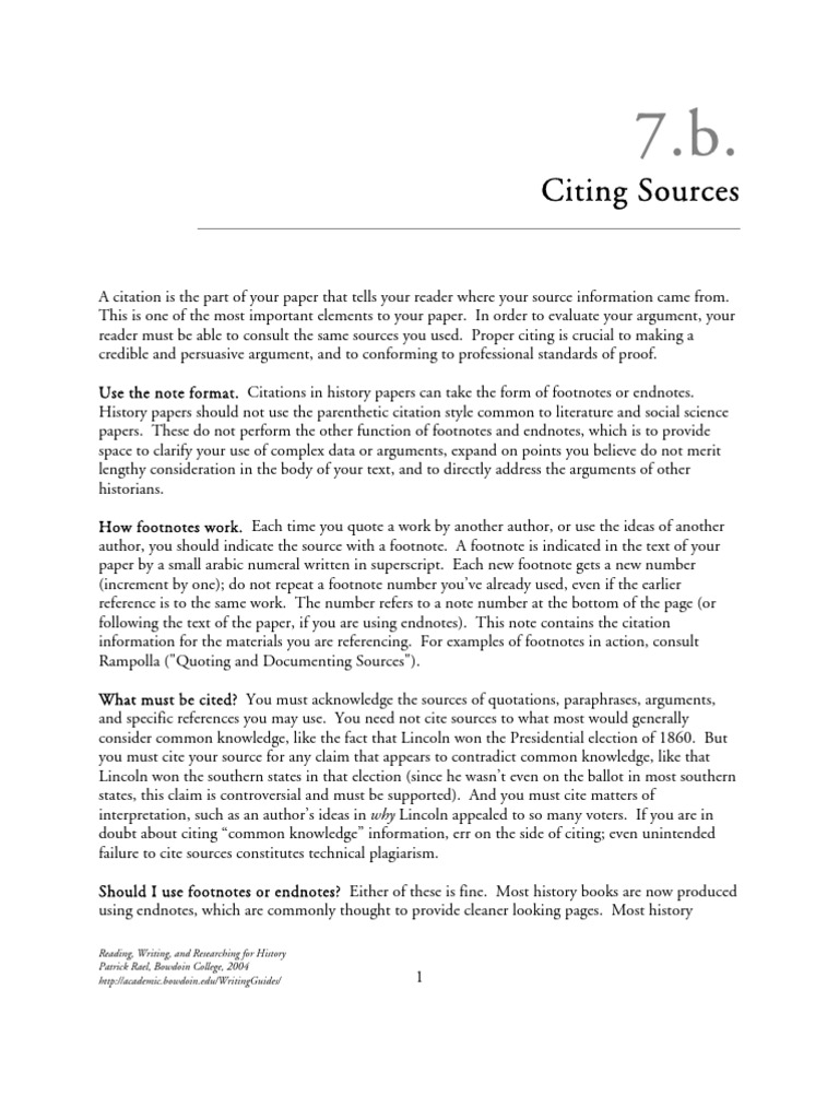 Citing Sources Reading, Writing, and Researching For History Patrick