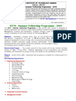 IITM Summer Fellowship Programme 2010