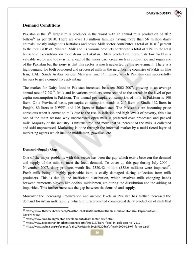 Analysis of Dairy Industry of Pakistan PDF Dairy Milk
