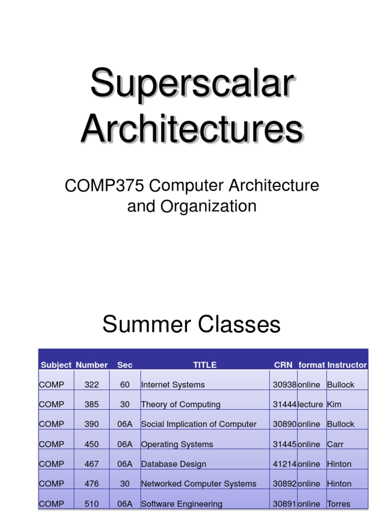Superscalar Architectures: COMP375 Computer Architecture and ...