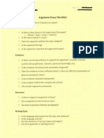 Argument Essay Checklist