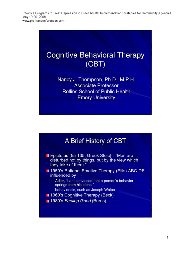 Overview of Cognitive Behavioral Therapy | PDF | Cognitive Behavioral ...