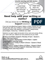 Writing Maths Dyslexia Support Sessions Sept 12 - Poster