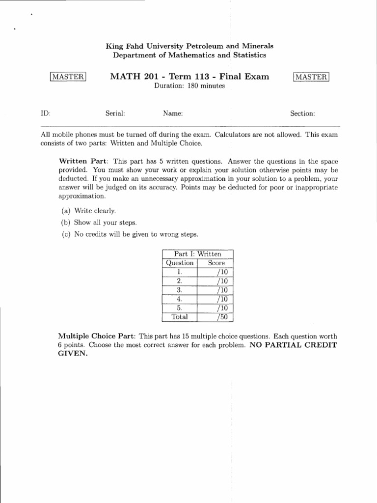 Math 201 Final Exam Overview | PDF | Analytic Geometry | Differential ...