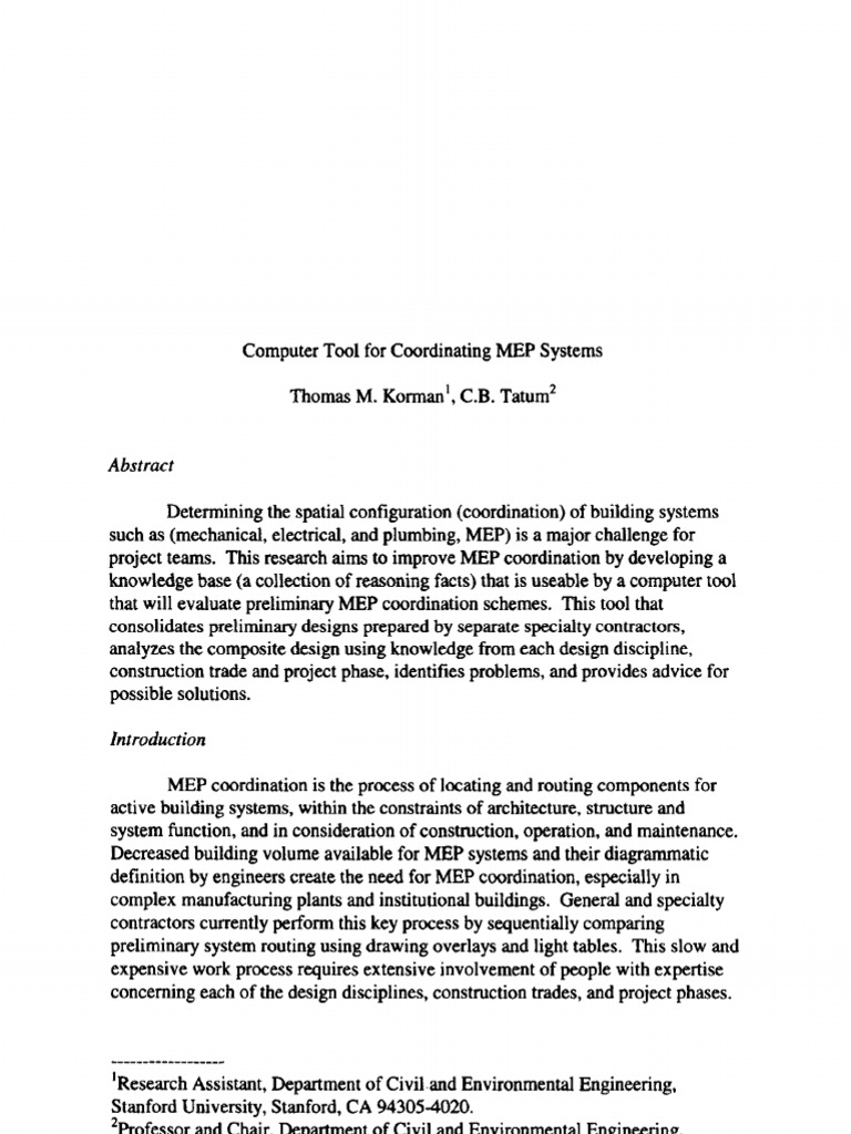 Computer Tool For Coordinating MEP Systems | PDF | Engineering | Design