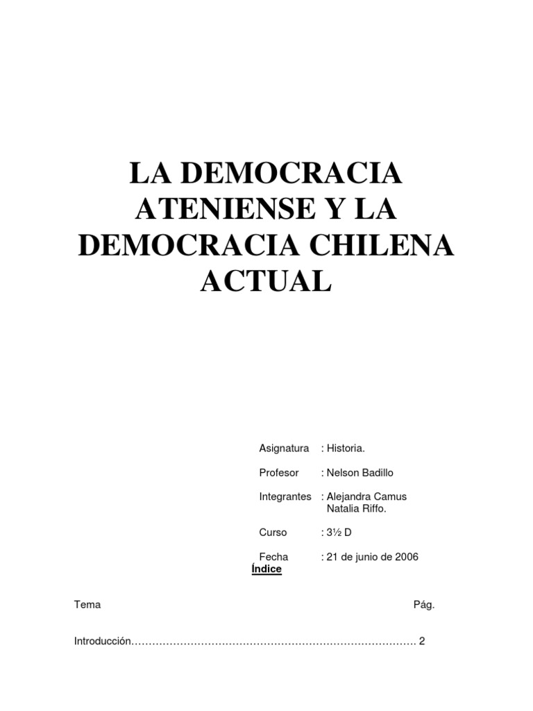 La Democracia Ateniense y La Chilena Actual | PDF