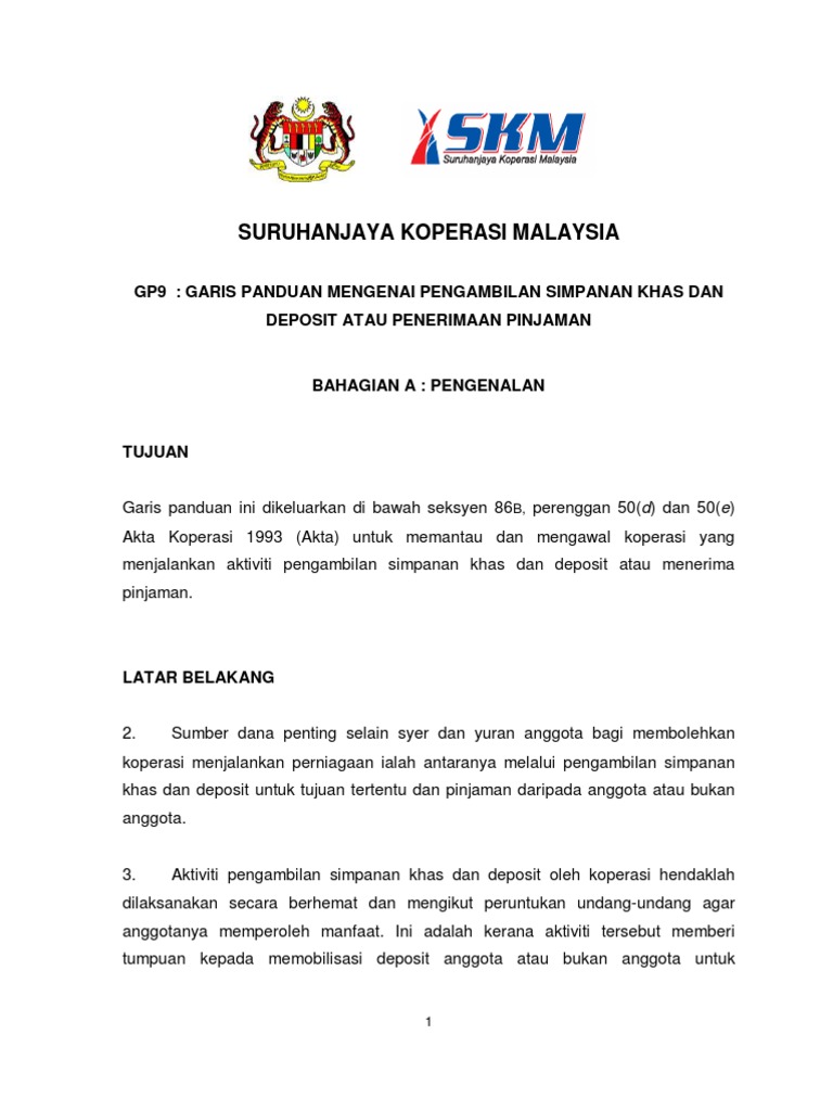 Gp9 Garis Panduan Mengenai Pengambilan Simpanan Khas Dan Deposit Atau Penerimaan Pinjaman Pdf