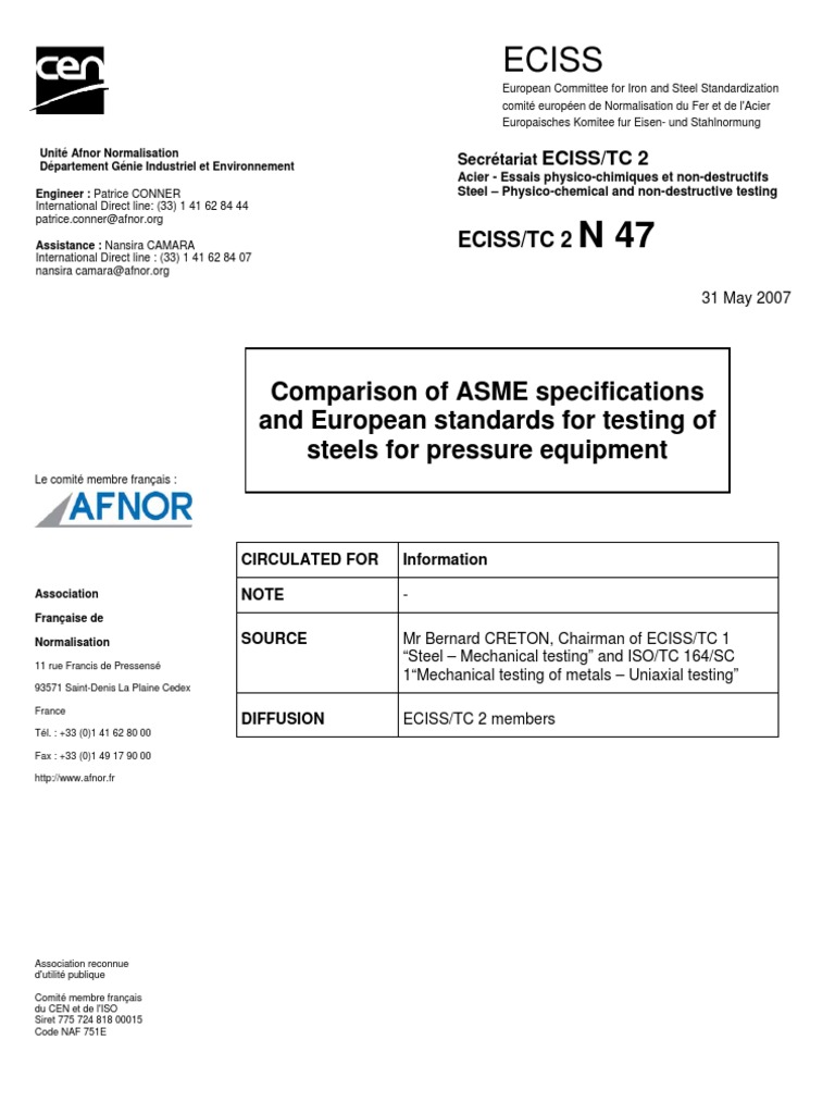 ASME vs European Steel Testing Standards | PDF | Yield (Engineering ...