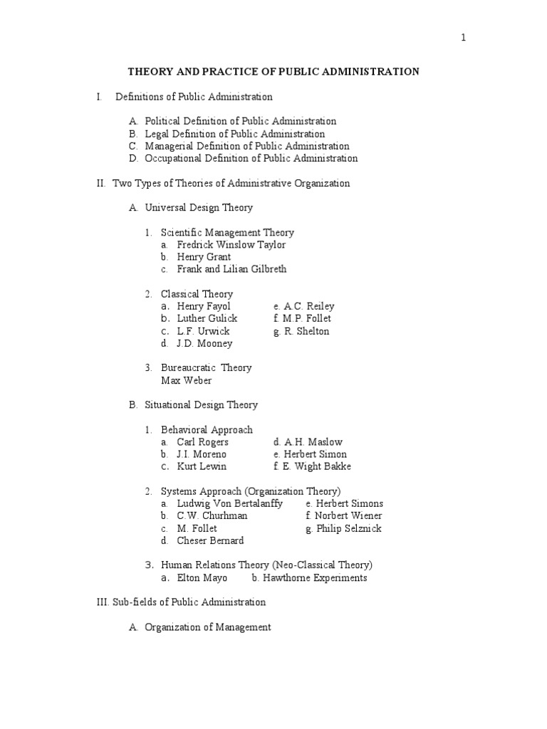 Theories in Public Administration | PDF | Public Administration ...
