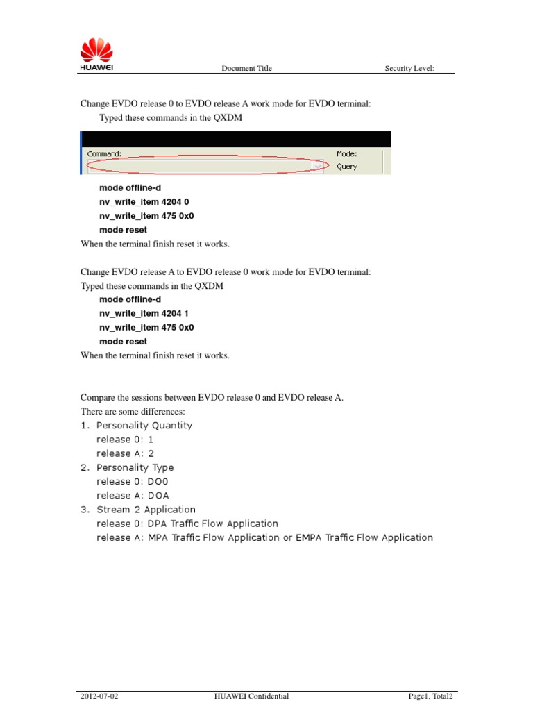 EVDO Mode Change Commands Guide | PDF | Computers
