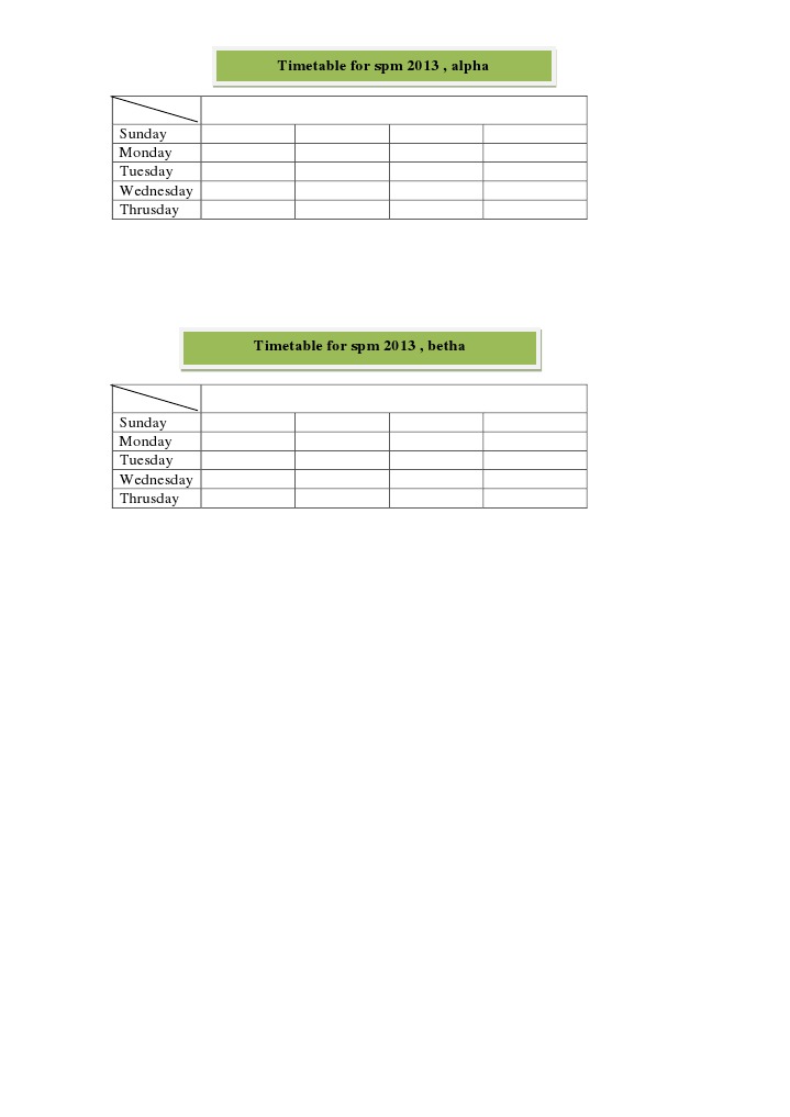 SPM 2013 Timetable: Alpha & Betha | PDF