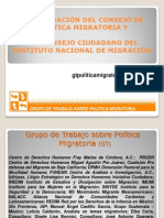 Conformación Del Consejo de Política Migratoria Y Del Consejo Ciudadano Del Instituto Nacional de Migración