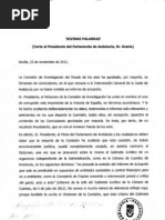 Carta al Presidente del Parlamento de Andalucía
