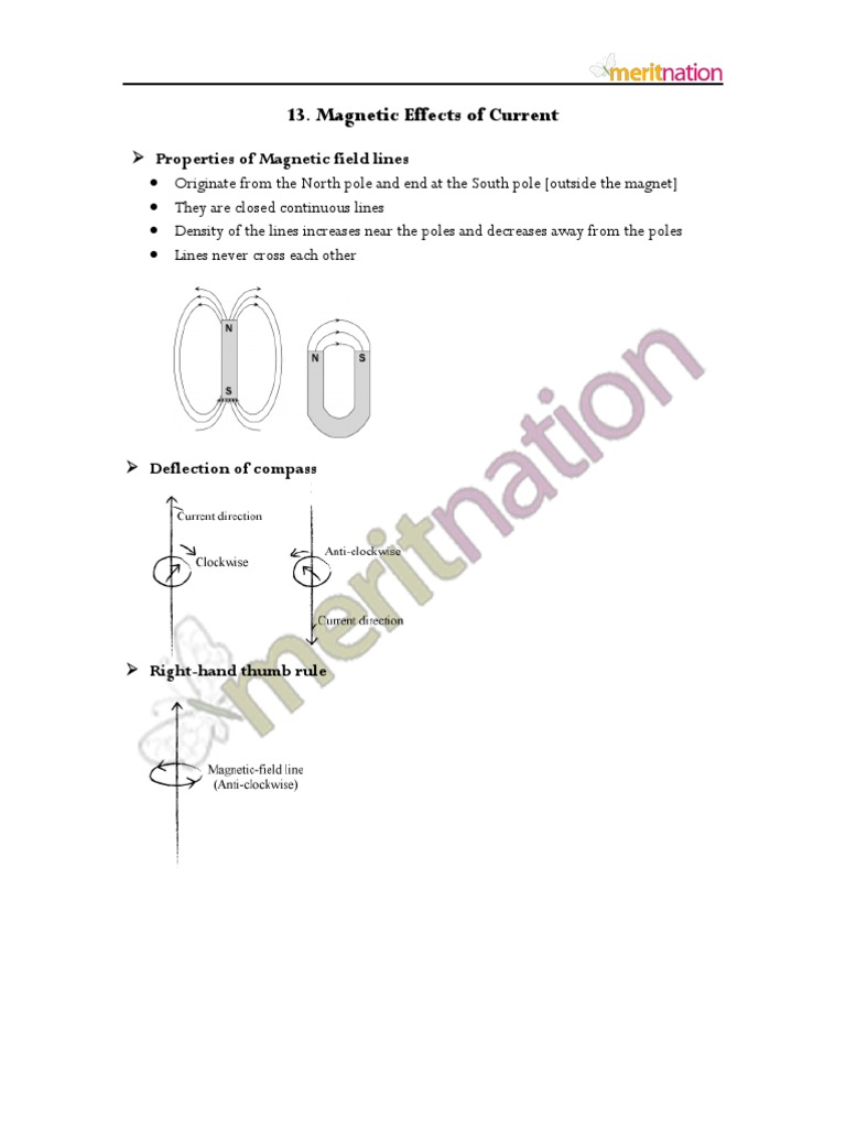 Magnetic Effects of Electric Current | PDF | Magnetic Field | Temporal ...