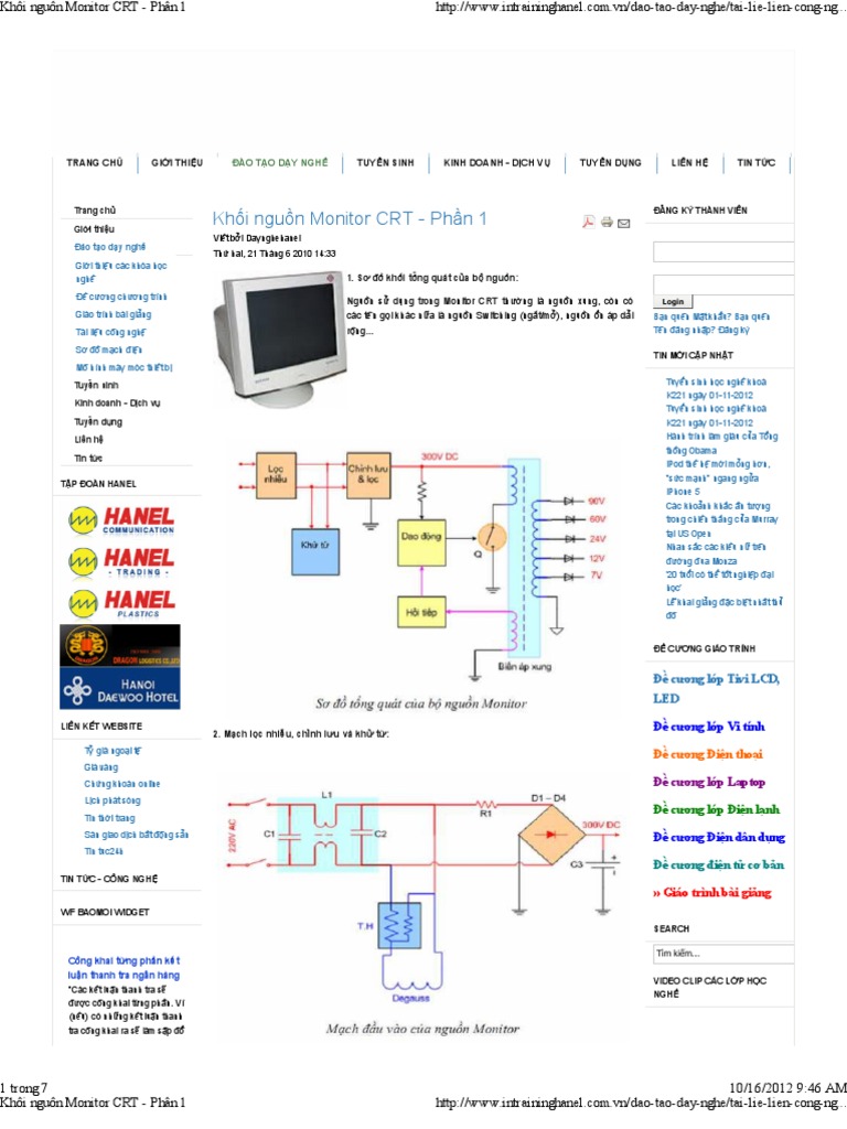 Khối nguồn Monitor CRT - Phần 1 | PDF