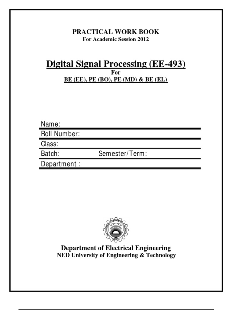 DSP 2012 Lab Workbook for EE-493 | PDF | Discrete Fourier Transform ...