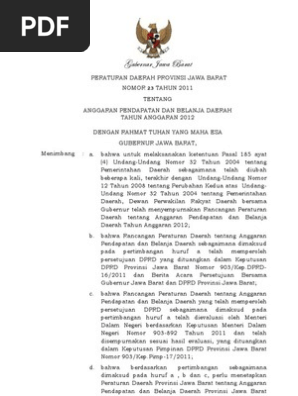 Perda Tentang Apbd Jawa Barat 2012