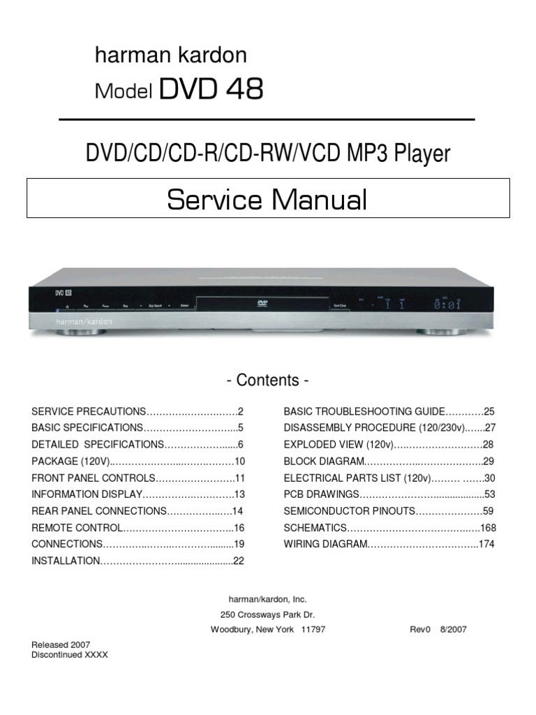 Manual De Servicio Harman Kardon Dvd Hdmi Video