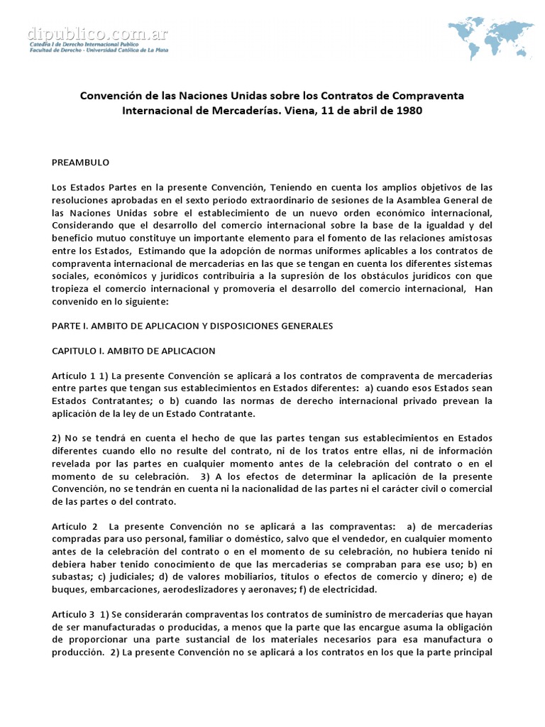 Convención de las Naciones Unidas sobre los Contratos de Compraventa Internacional de