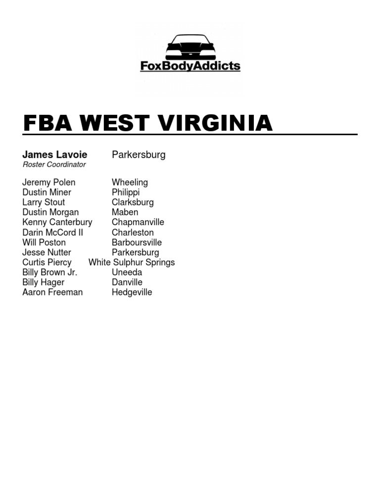 FBA West Virginia Roster Overview | PDF