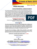 PRESS RELEASE: 2010 THE FIRST HAITIAN PRESIDENTIAL CANDIDATE DEBATE November 14th 2010