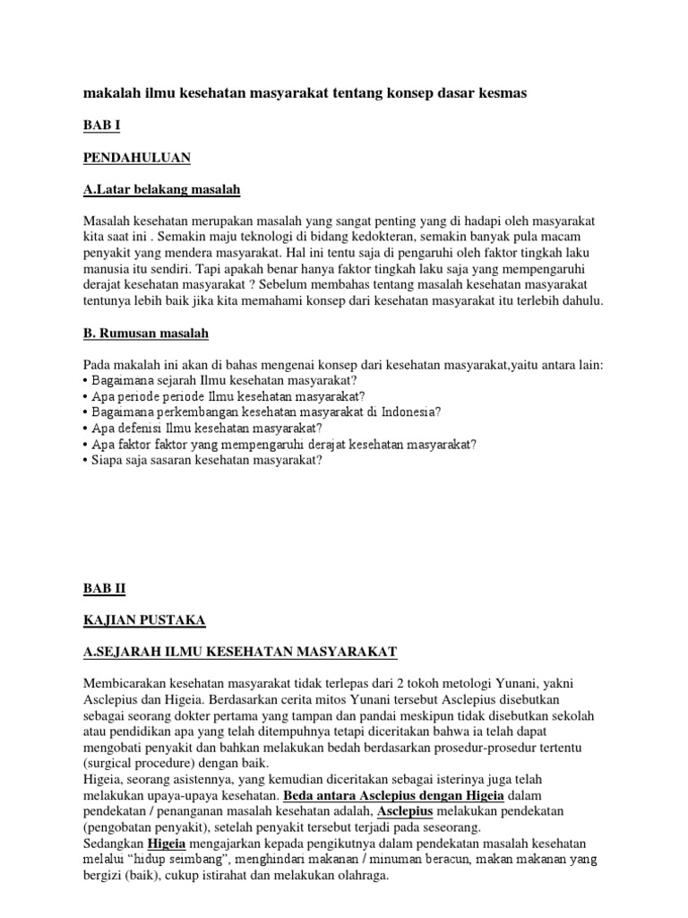 Makalah Ilmu Kesehatan Masyarakat Tentang Konsep Dasar Kesmasxs
