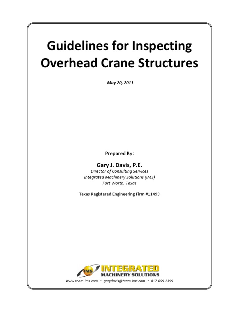 Guide Line For Inspection of Overhead Crane Structure | PDF ...