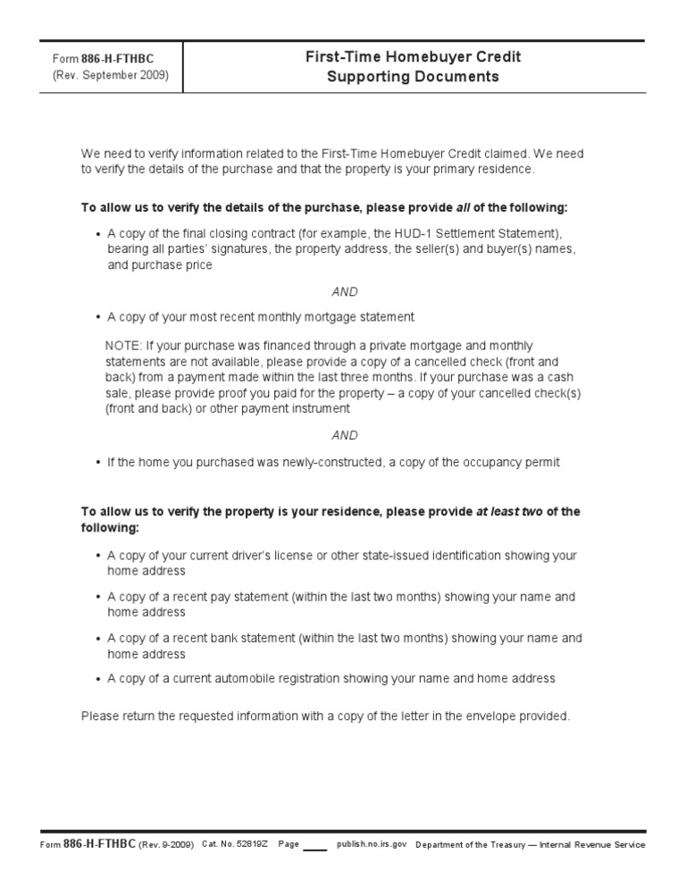 First-Time Homebuyer Credit Supporting Documents | PDF