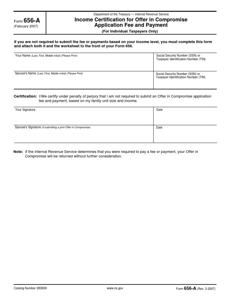 IRS Income Certification for OIC | PDF