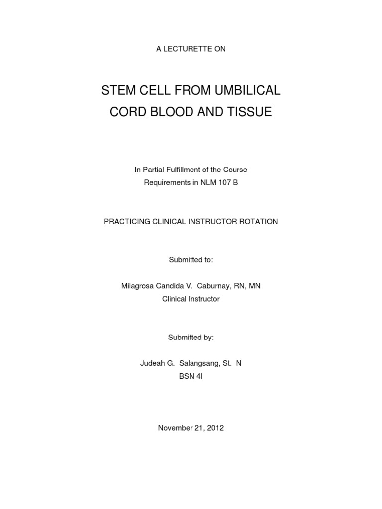 Umbilical Cord Stem Cell Banking Guide | PDF | Fetus | Stem Cell