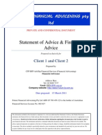 Statement of Advice & Financial Advice: Future Financial Advicening Pty LTD