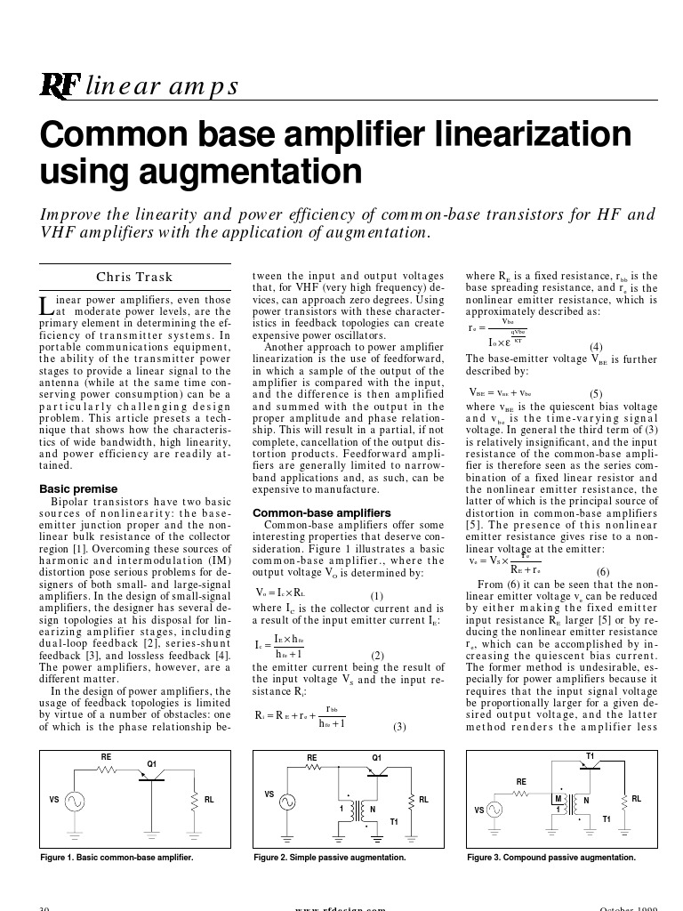 (RFD9910) Common Base Amplifier Linearization Using Augmentation | PDF ...