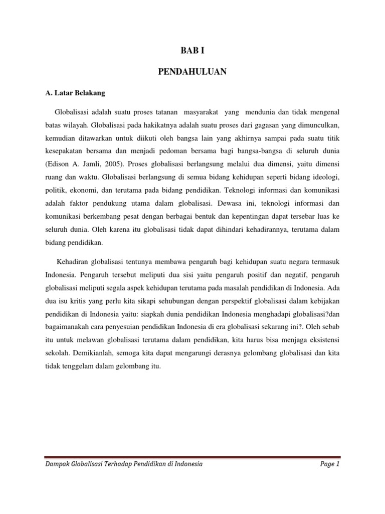 Tgas Kti Dampak Globalisasi Terhadap Pendidikan