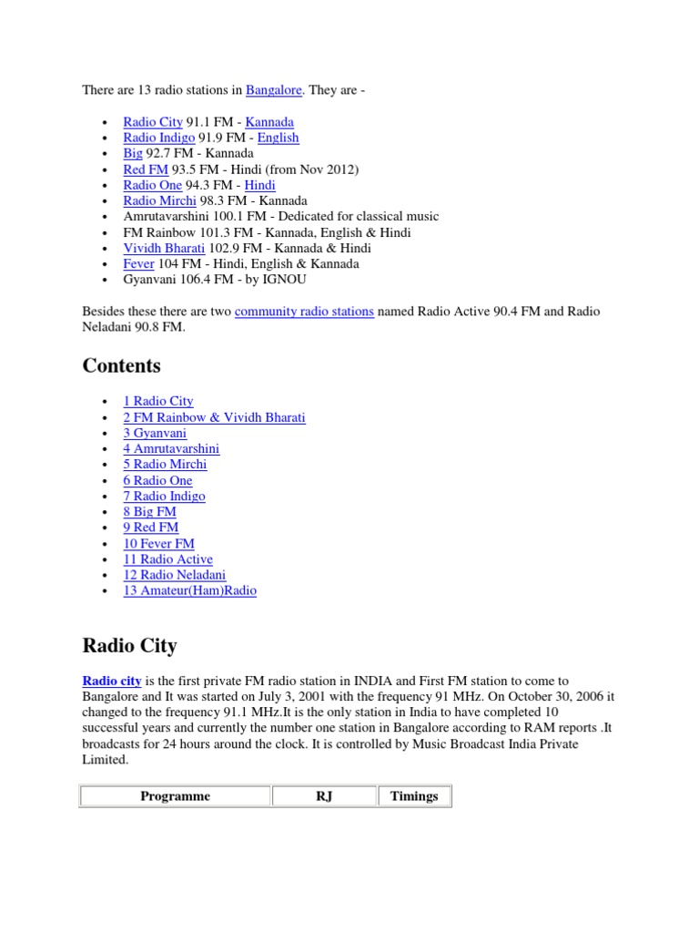 fm radio stations in bangalore free download
