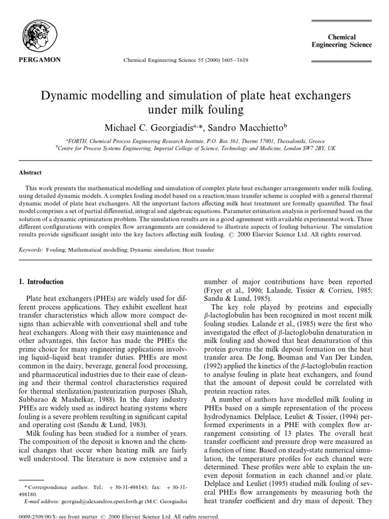 Dynamic Modelling and Simulation of Plate Heat Exchangers Under Milk ...