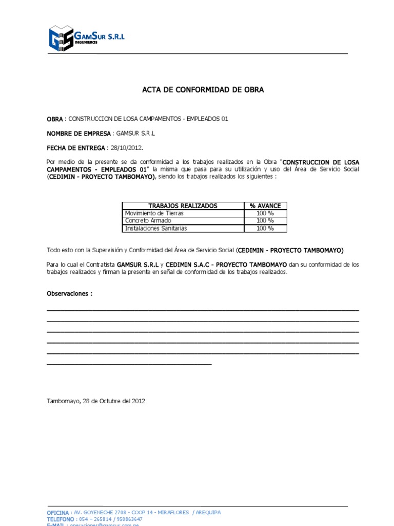 Carta De Conformidad