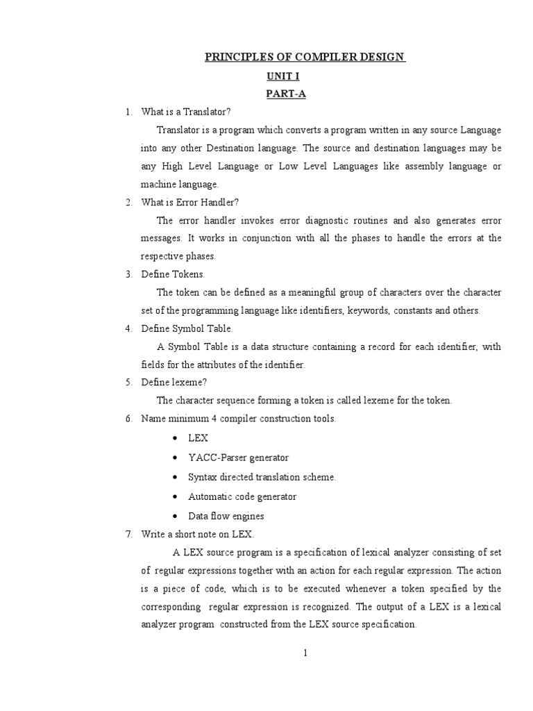 Principles of Compiler Design | PDF | Parsing | Compiler