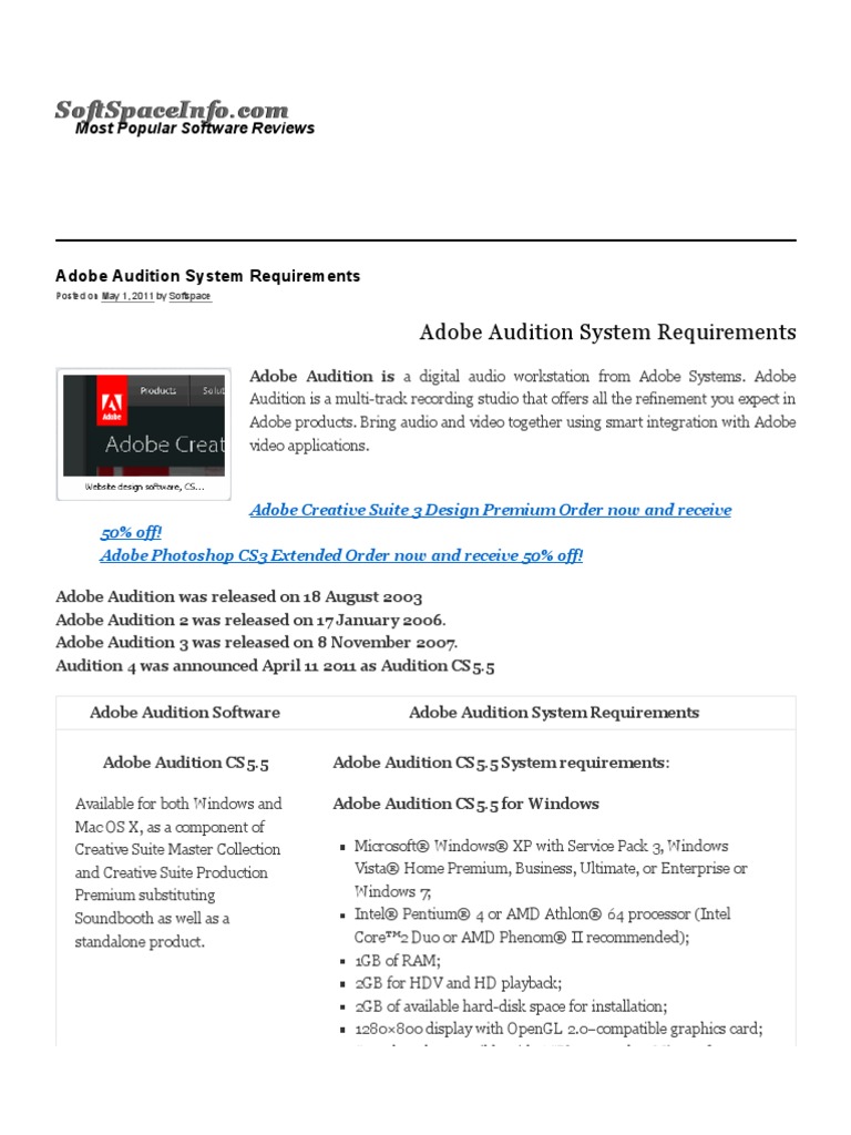 Adobe Audition System Requirements Adobe Creative Suite Microsoft Windows