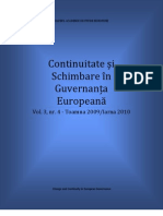 Revista Continuitate Şi Schimbare În Guvernanţa Europeană"