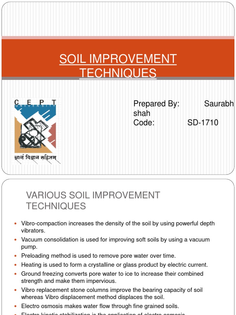 Soil Improvement Techniques Overview | PDF | Deep Foundation | Soil
