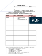 LEARNER LEVEL Observation Task