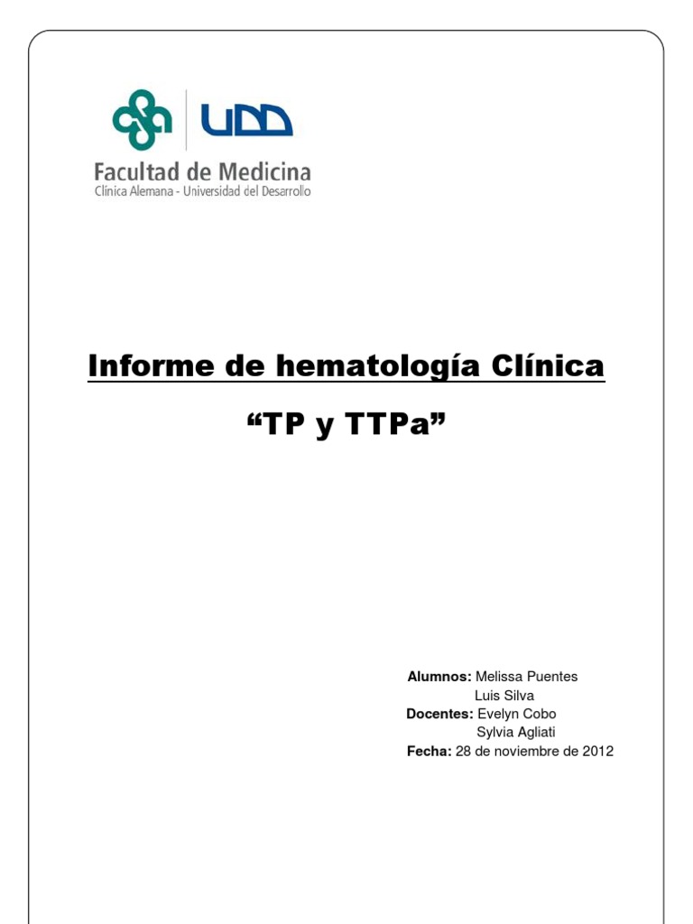 Evaluación de TP y TTPa en Hemostasia | PDF | Coagulación | Hemostasia